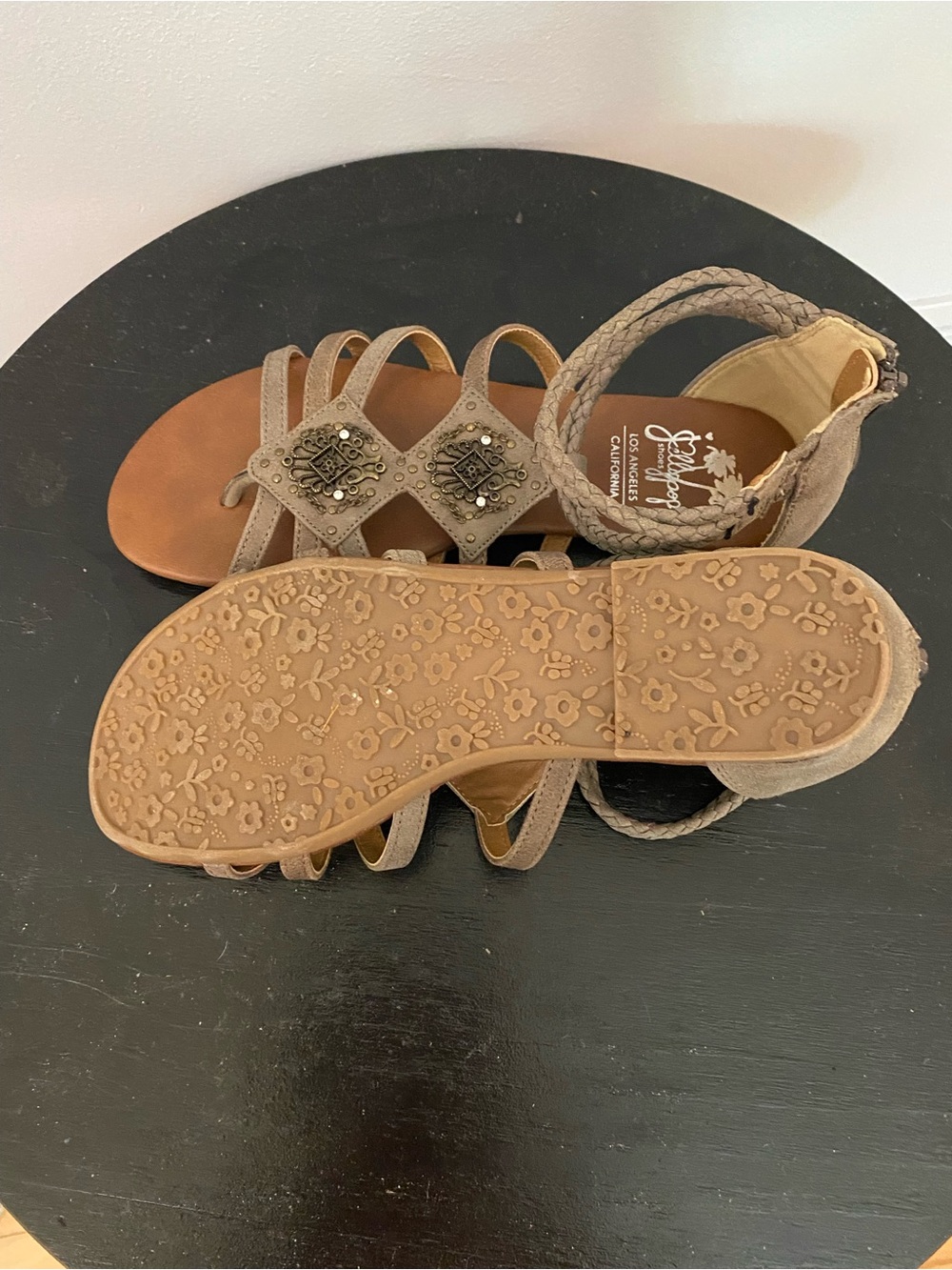 Jellypop Inza Boho Gladiator Sandals Size 8 Taupe Braided Festival Shoes - Picture 4 of 7